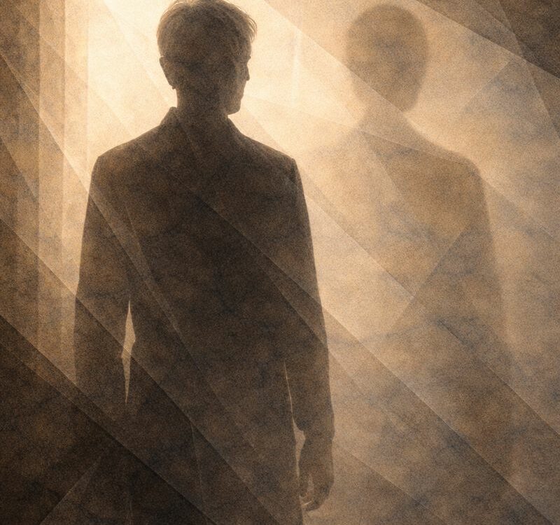 Ombre double projetée sur un mur, symbolisant la distinction entre l’effet voulu et l’effet accepté