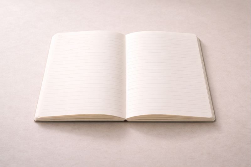 Carnet ouvert aux pages vierges, évoquant l’écriture des directives anticipées