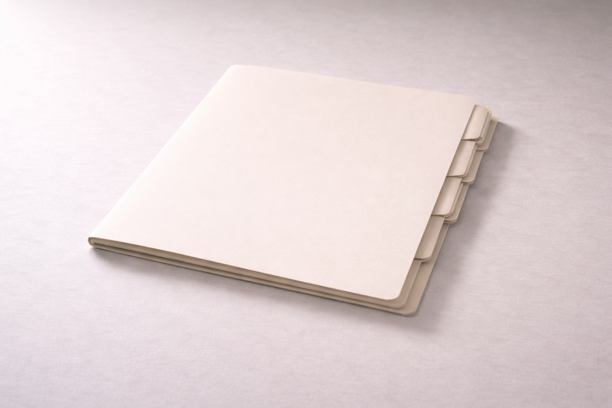 Dossier fermé sur une table claire, symbolisant les limites des directives anticipées.