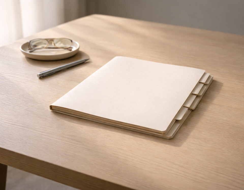 Lumière douce sur une table vide symbolisant la réflexion sur la fin de vie