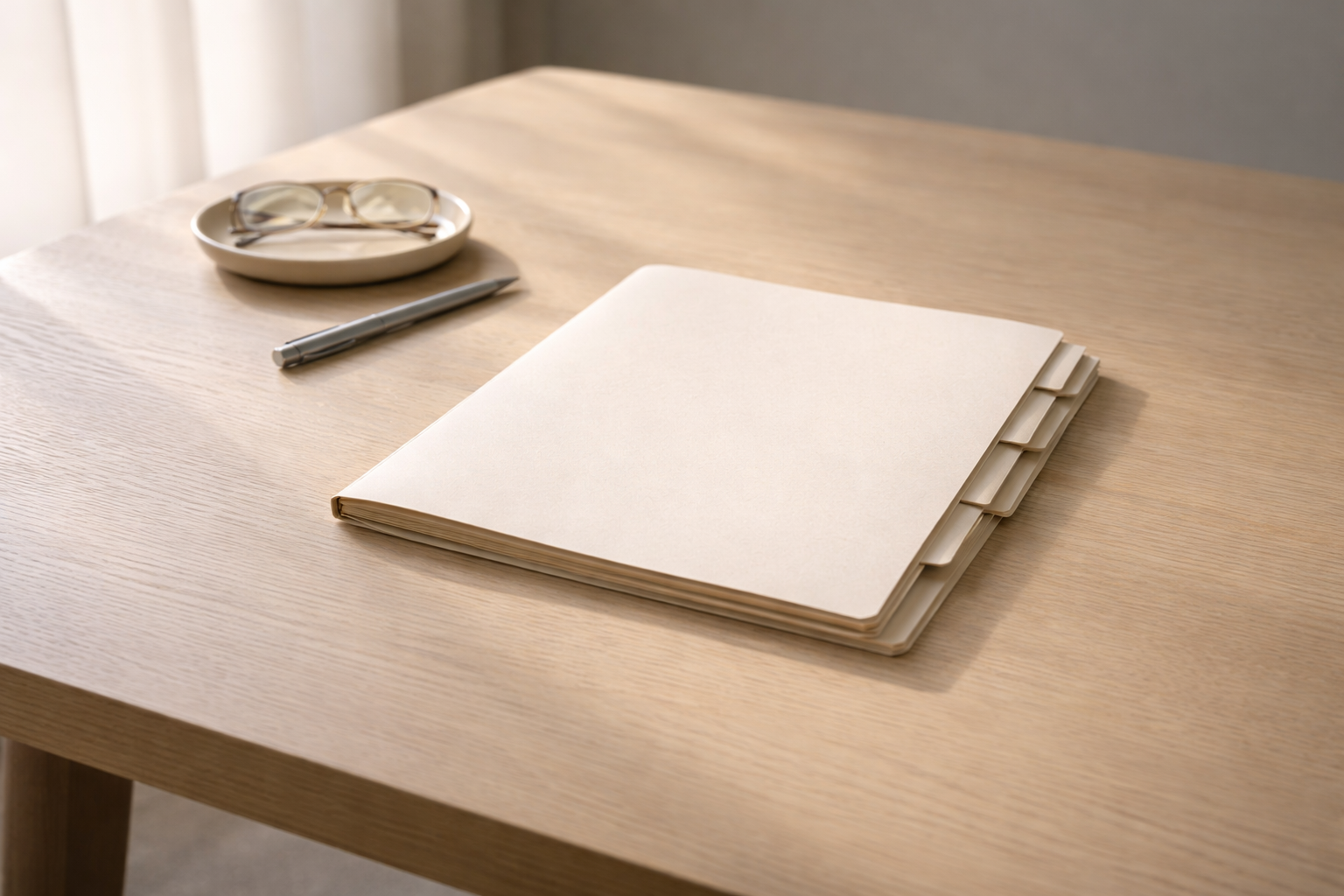 Lumière douce sur une table vide symbolisant la réflexion sur la fin de vie