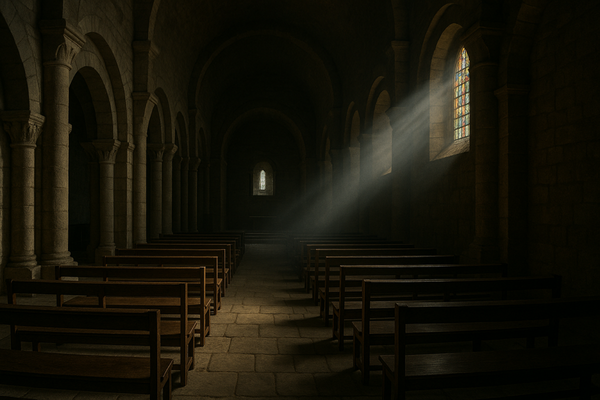 lumière traversant une église — euthanasie et foi
