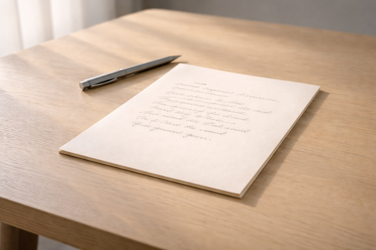 Mot manuscrit sur une feuille claire symbolisant le débat sur les termes