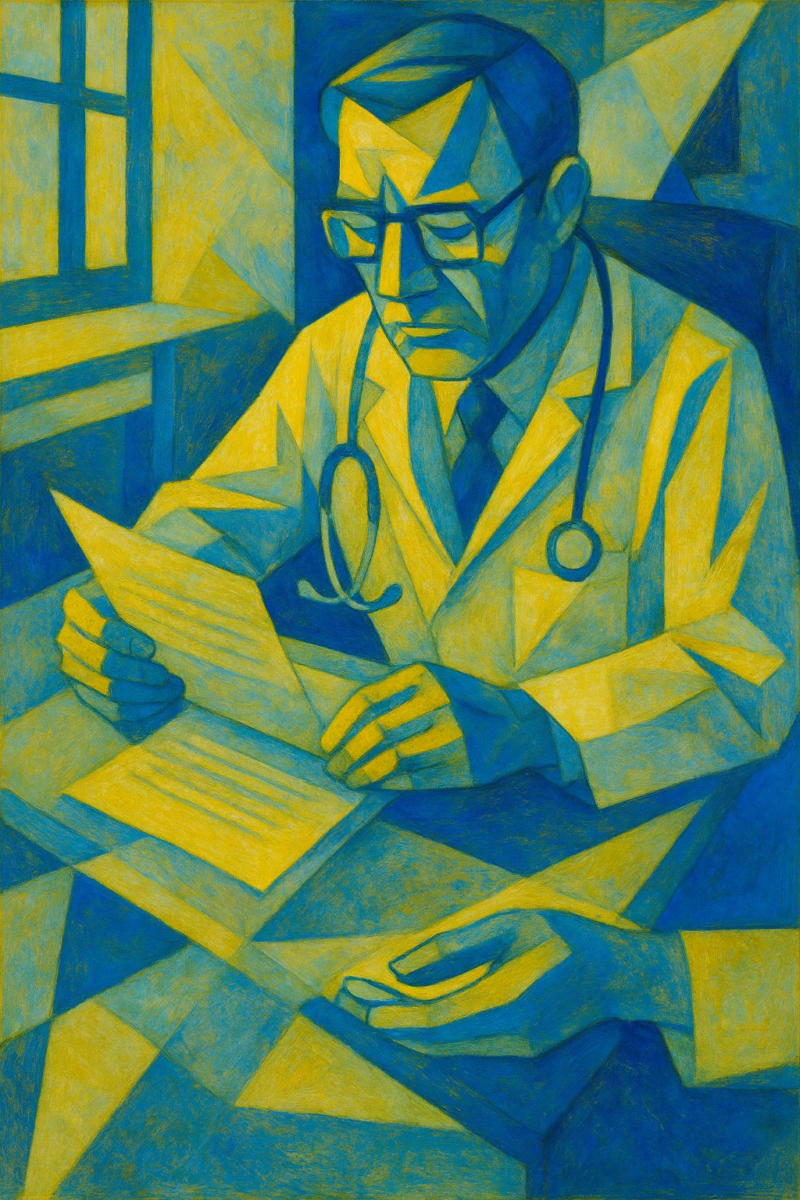 Médecin belge regardant un dossier médical, symbole des dérives liées à l’euthanasie