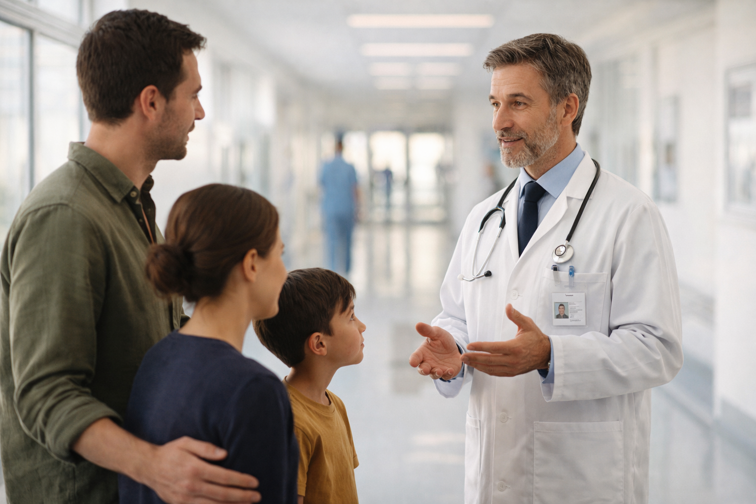 Échange entre un médecin et une famille à propos de la fin de vie.