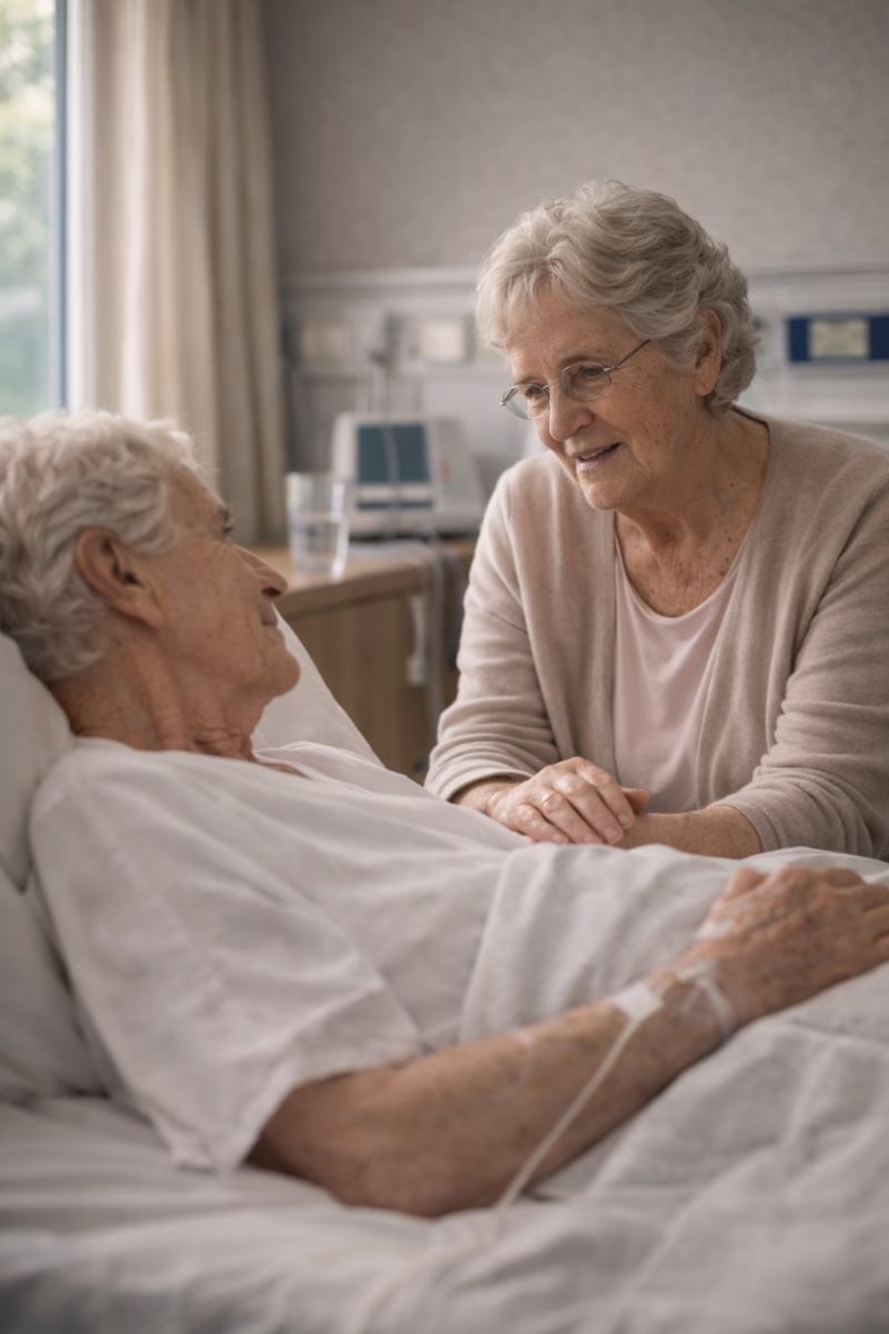 La présence attentive d’un proche auprès d’une personne malade.